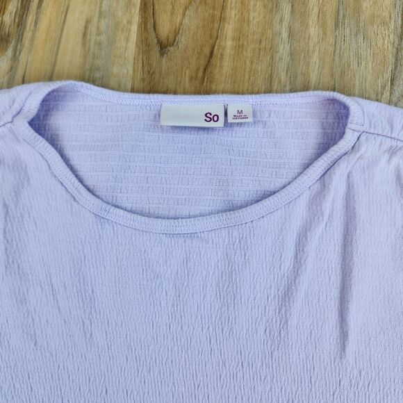 ☔️🍑SO Lavender Cropped Lettuce Trim Short Sleeve Top Medium - Picture 3 of 7